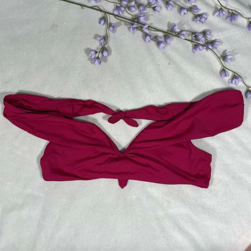 NWD $68 Becca Socialite Off Shoulder Bikini Top Raspberry [‎ Medium ] #3848